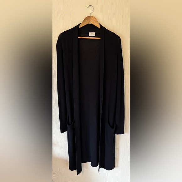 Wilfred Aritzia Black Knit Woven Crochet Layering Cardigan Robe Duster Sweater - Picture 14 of 15